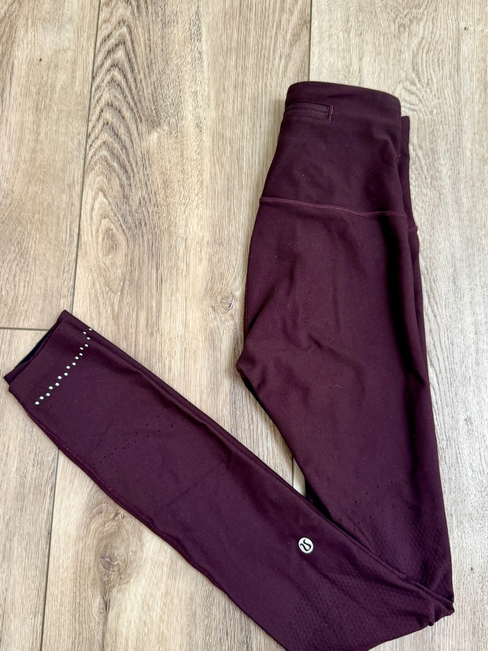 lululemon athletica Girls' Burgundy Performance Leggings with Reflective Dots